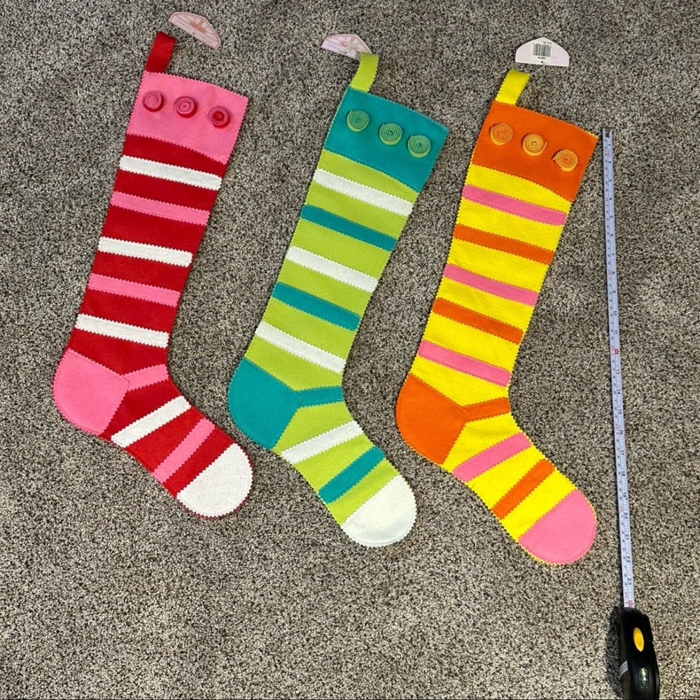 WHIMSY TRIMS Set of 3 Felt Stockings 23 x 6 inches NEW rare! Whimsical Grinch